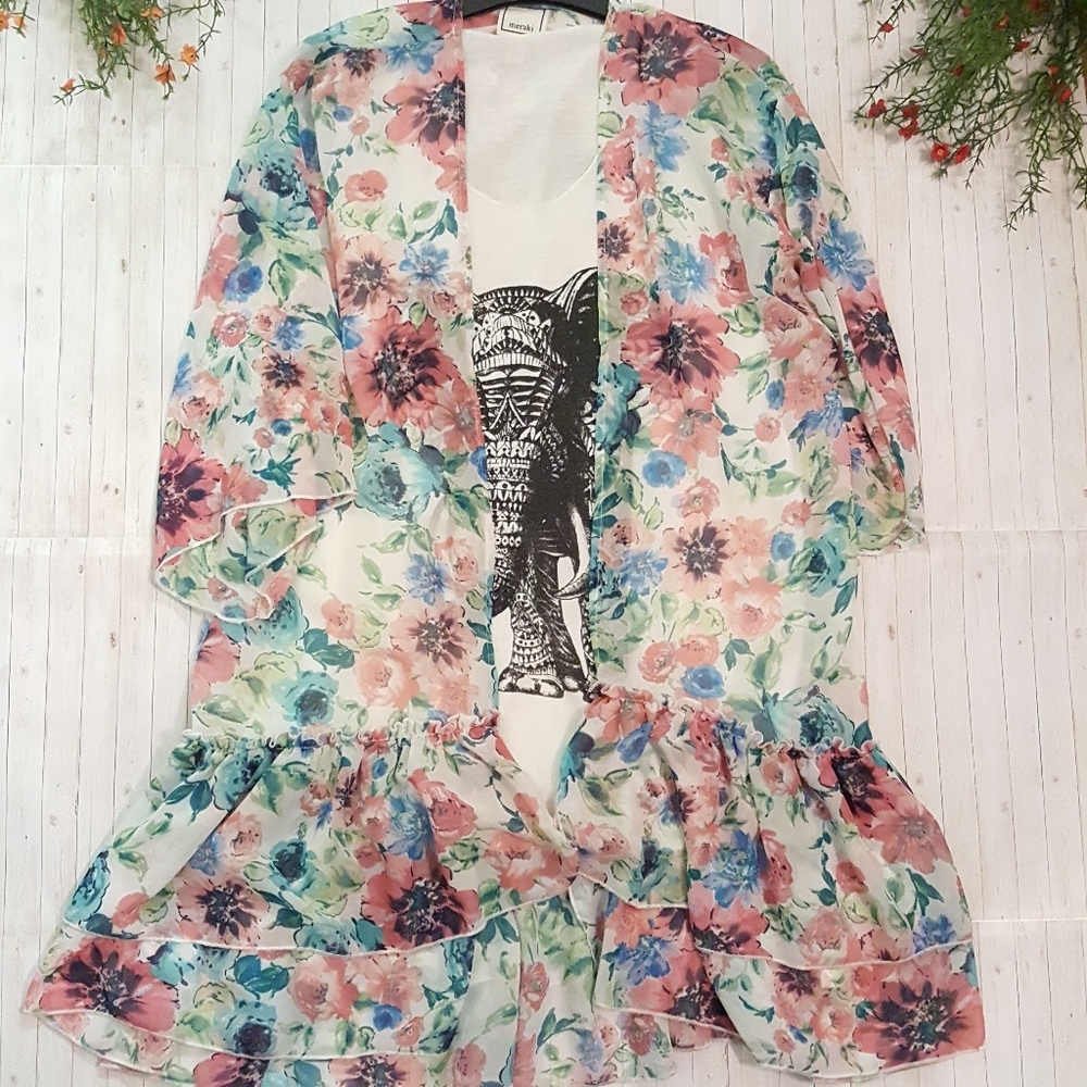 MERAKI | See-Through Floral Cardigan/Coverup